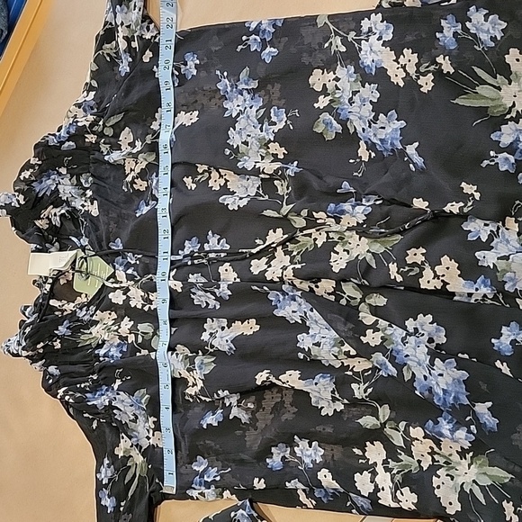 H&M Size S Ruffled Floral Chiffon Maxi Dress, Blue with Floral Pattern, NEW - Picture 7 of 16